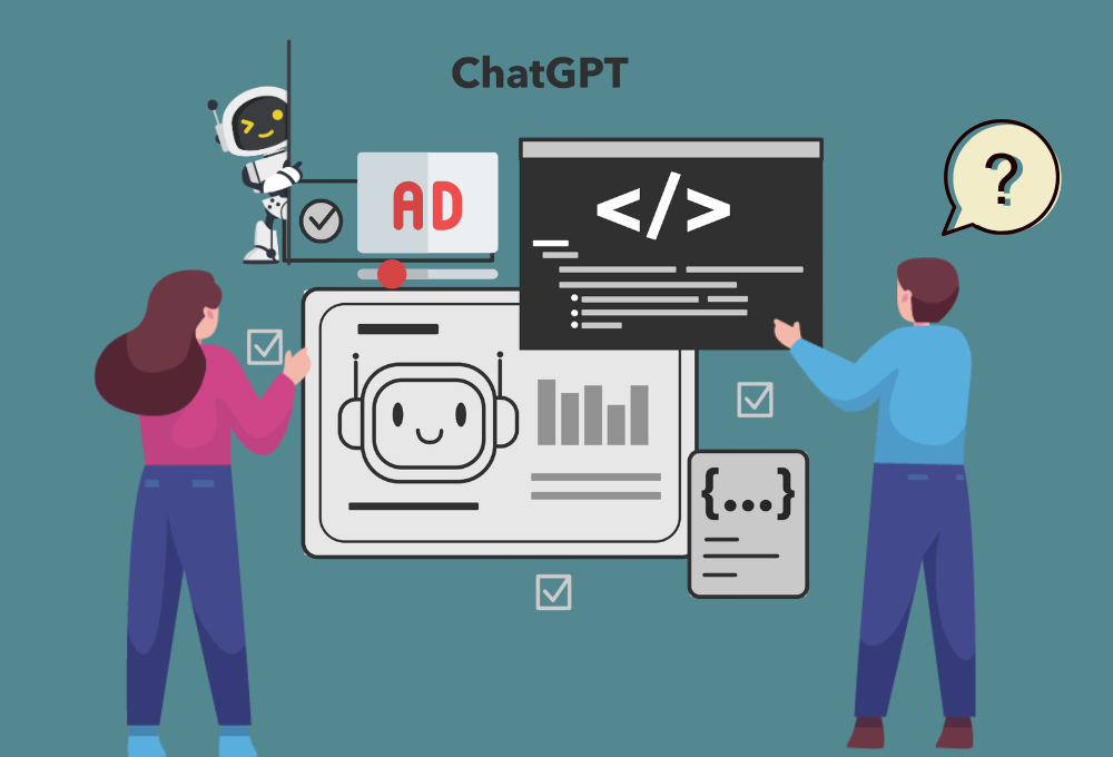 ChatGPT interface with ad banners, raising questions about advertising integration